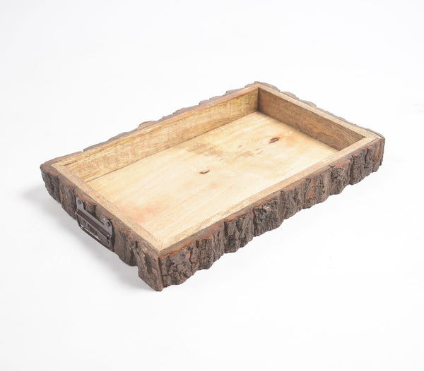 Hand Carved Mango Wood Bark Tray