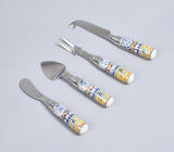 Hand Painted Ceramic & Stainless Steel Botanical Flatware Set