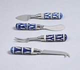 Hand Painted Inky Ceramic & Stainless Steel Flatware Set