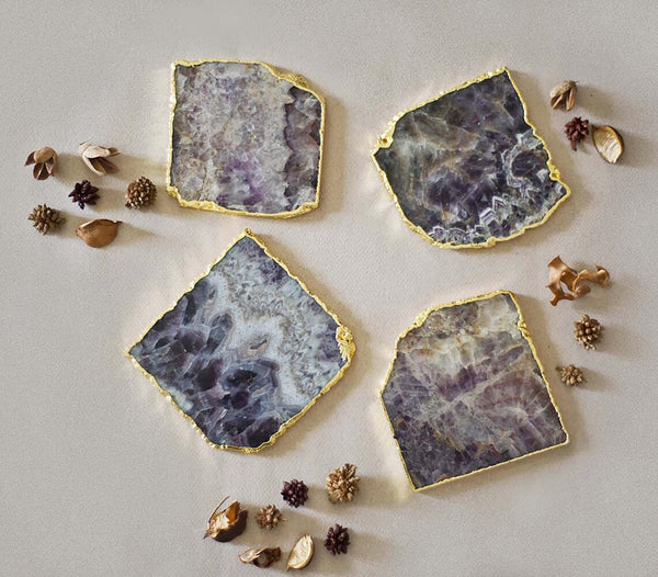 Hand Cut Amethyst Agate Coasters (Set of 4)