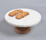 Turned Marble & Wood Cake Stand