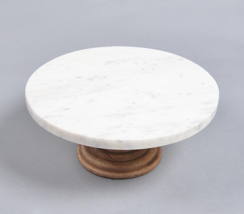 Turned Marble & Wood Cake Stand