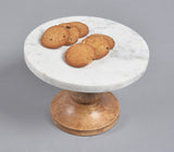 Minimal Marble & Wood Round Cake Stand