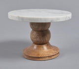 Minimal Marble & Wood Round Cake Stand