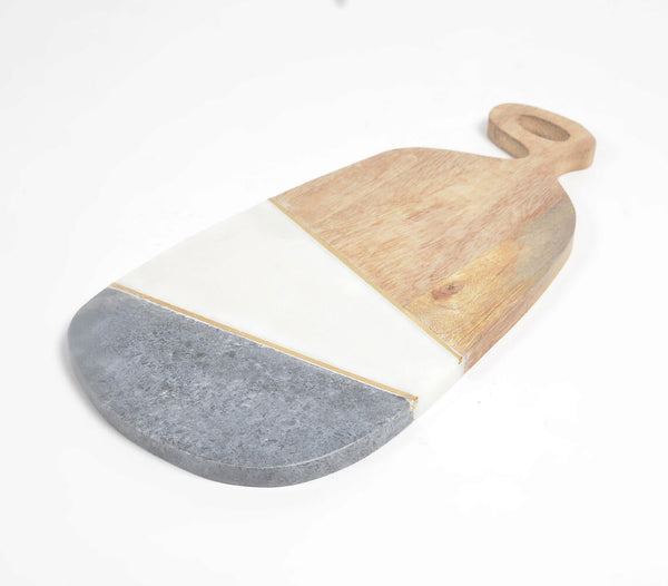 Abstract Cut Marble & Wood Chopping Board