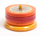Hand Painted & Turned Wooden Channapatna Coasters with Stand (set of 4)_1