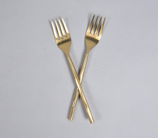 Hand Beaten Champagne Gold Fruit Forks (Set of 2)