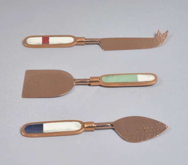 Statement Burnt Umber Stainless Steel Cheese Knives (Set of 3)