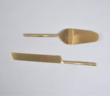 Hand Beaten Champagne Gold Cake Knife & Server Set