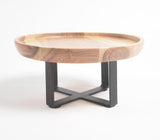 Minimal Acacia Wood & Iron Cake Stand