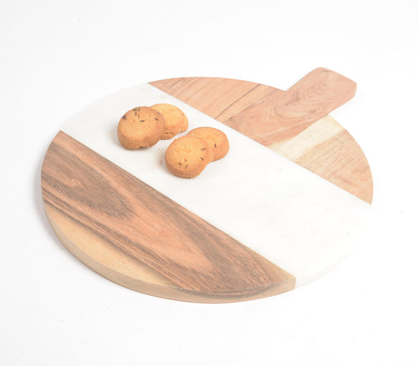 White Marble & Mango Wood Block Chopping Board