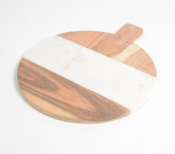 White Marble & Mango Wood Block Chopping Board