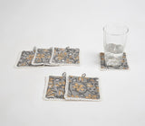 Floral Grey Cotton Coasters (Set of 6)