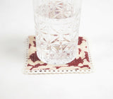 Scarlet Block Printed Coasters with lace (set of 6)