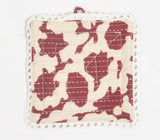 Scarlet Block Printed Coasters with lace (set of 6)