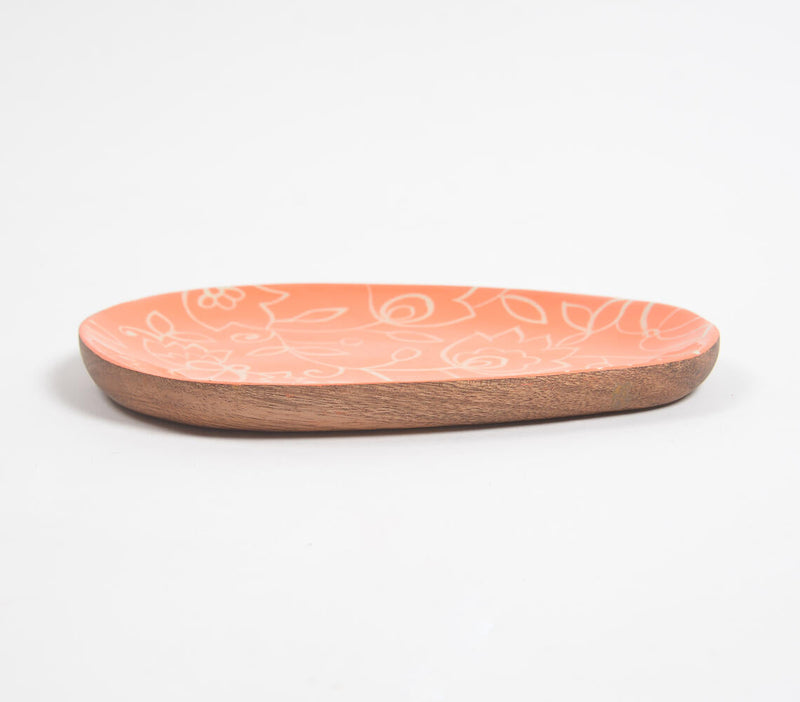Floral Handpainted Mango Wood Oval Platter