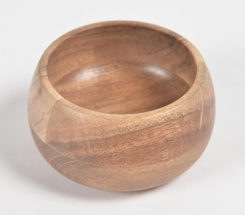 Classic Turned Acacia Wood Snack Bowl