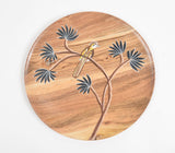 Enamelled Acacia Wood 'Bird on a Branch' Plate (Medium)