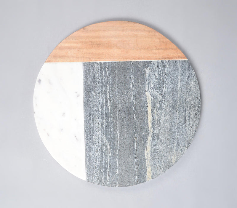 Colorblocked Marble & Acacia Wood Chopping Board
