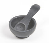 Classic Black Stone Bowl with Spoons