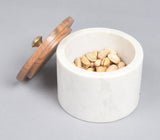 Turned Marble Snack Jar with Acacia Wood Lid