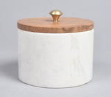 Turned Marble Snack Jar with Acacia Wood Lid