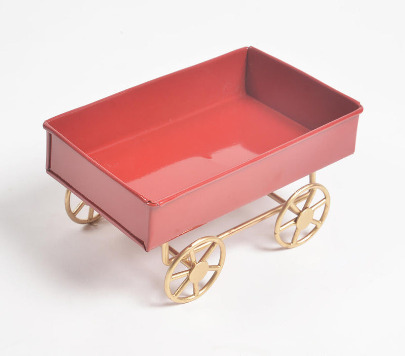 Enameled Iron Scarlet Serving Cart