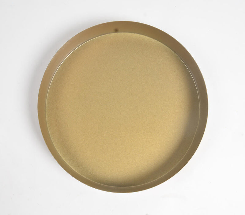 Matte Metallic Golden-Toned Round Tray
