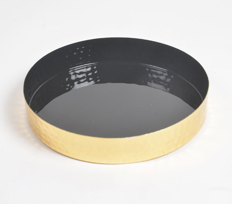 Enameled Metallic Noir Round Tray