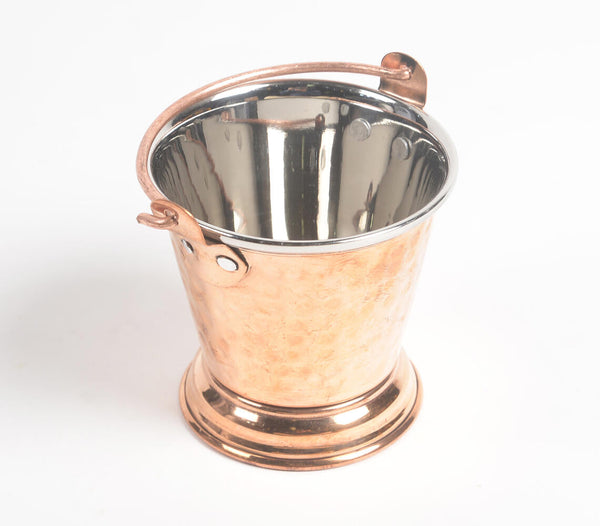 Hand Beaten Bucket Design Copper Serving Bowl - 300 ml