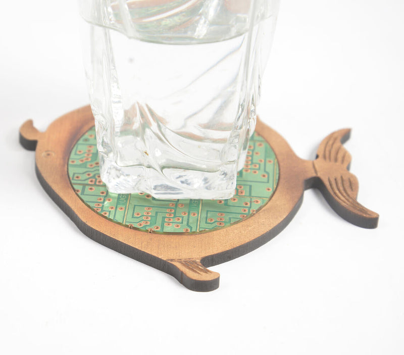 Recycled Circuit Board & MDF Fish-Shaped Coaster