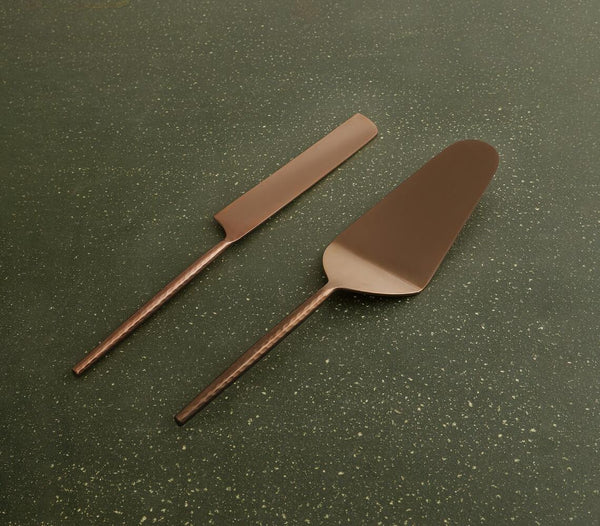 Stainless Steel Rose-Gold Cake Servers (Set of 2)