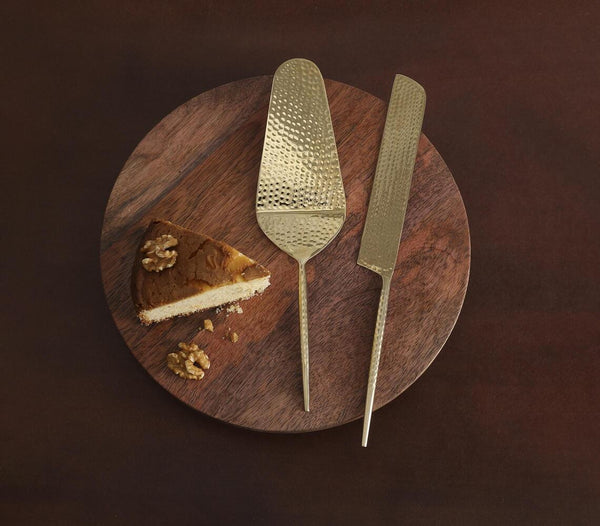 Stainless Steel Gold Toned Cake Servers (Set of 2)