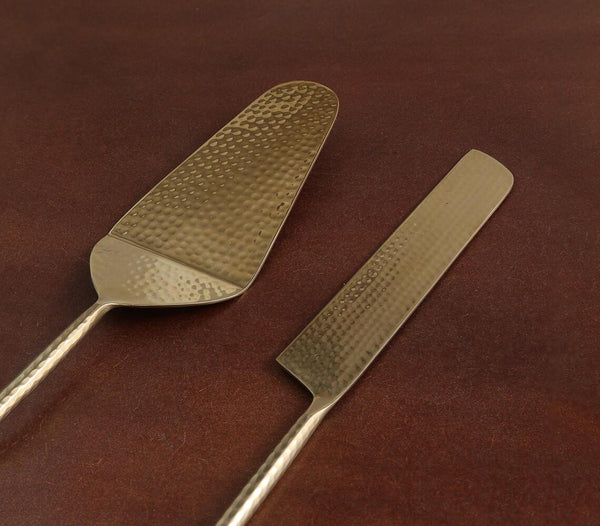 Stainless Steel Gold Toned Cake Servers (Set of 2)