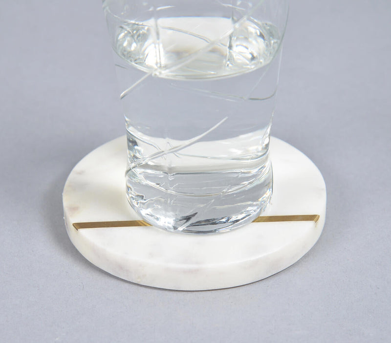 Minimal Marble & Brass Coasters (set of 4)