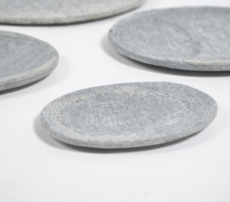 Hand Carved Grey Slate Oval Trays (set of 4)