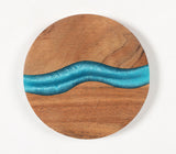 Hand Cut Wood & Oceanic Resin Coaster