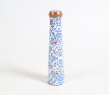 Enamelled Blue Peony Copper Slim Bottle