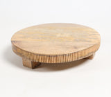 Turned Mango Wood Classic Ribbed Cake Stand
