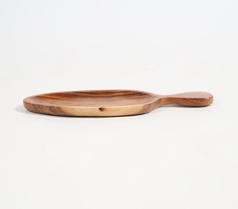 Hand Carved Acacia Wood Snack Platter
