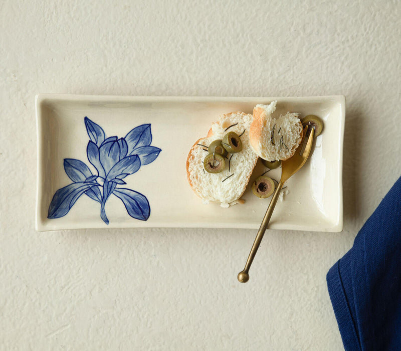 Hand Painted Ceramic Floral Magnolia Platter
