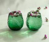Green Round Glass Tumblers (Set Of 2)
