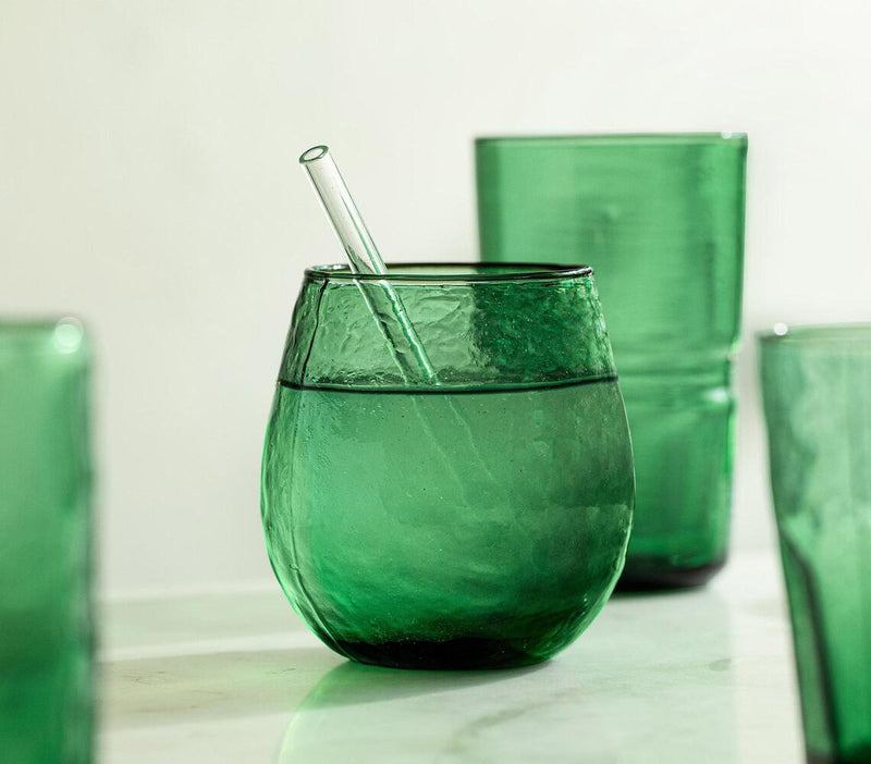 Green Round Glass Tumblers (Set Of 2)