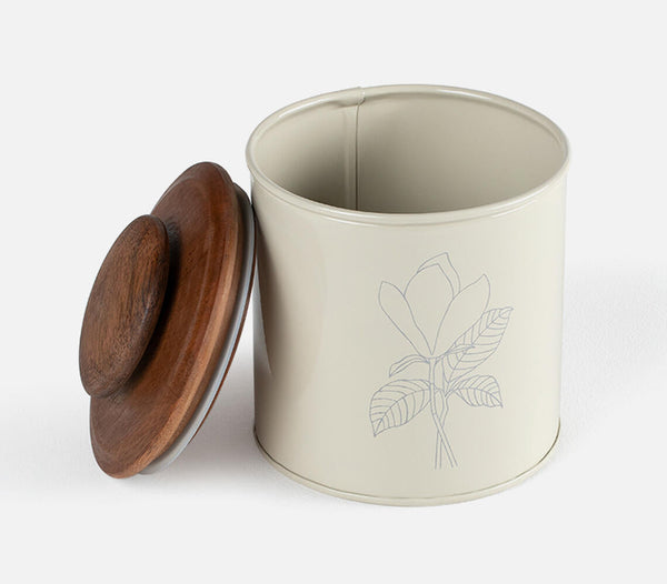 Handmade Metal Canister With Wooden Lid