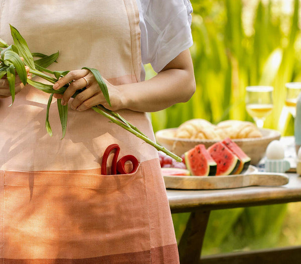 Handwoven Cotton Blush Kitchen Apron