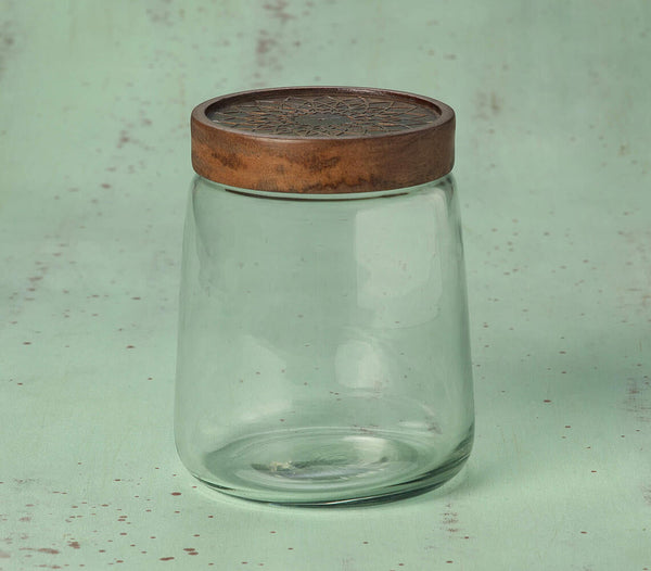 Handmade Glass Cast Jar with Metal Cladding Lid (Large)