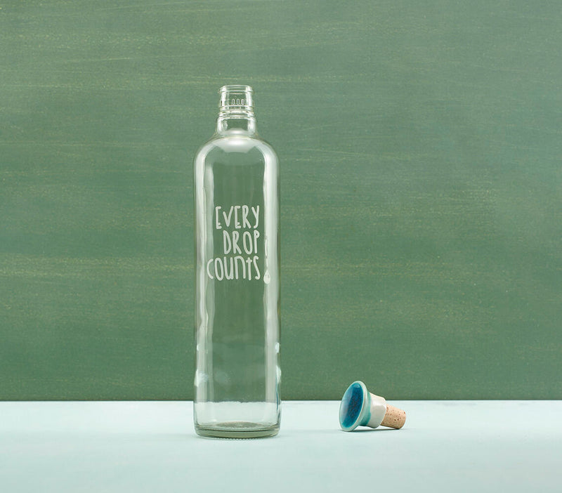 Handmade Glass Cast Water Bottle with Ceramic Stopper