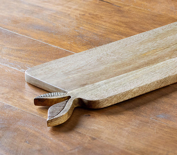 Mango Wood Cheese/Bread Board with Leaf Accent