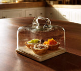 Handmade Square Glass Cast Cloche with Marble Base