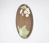 Hand Carved Floral Oval Wooden Platter